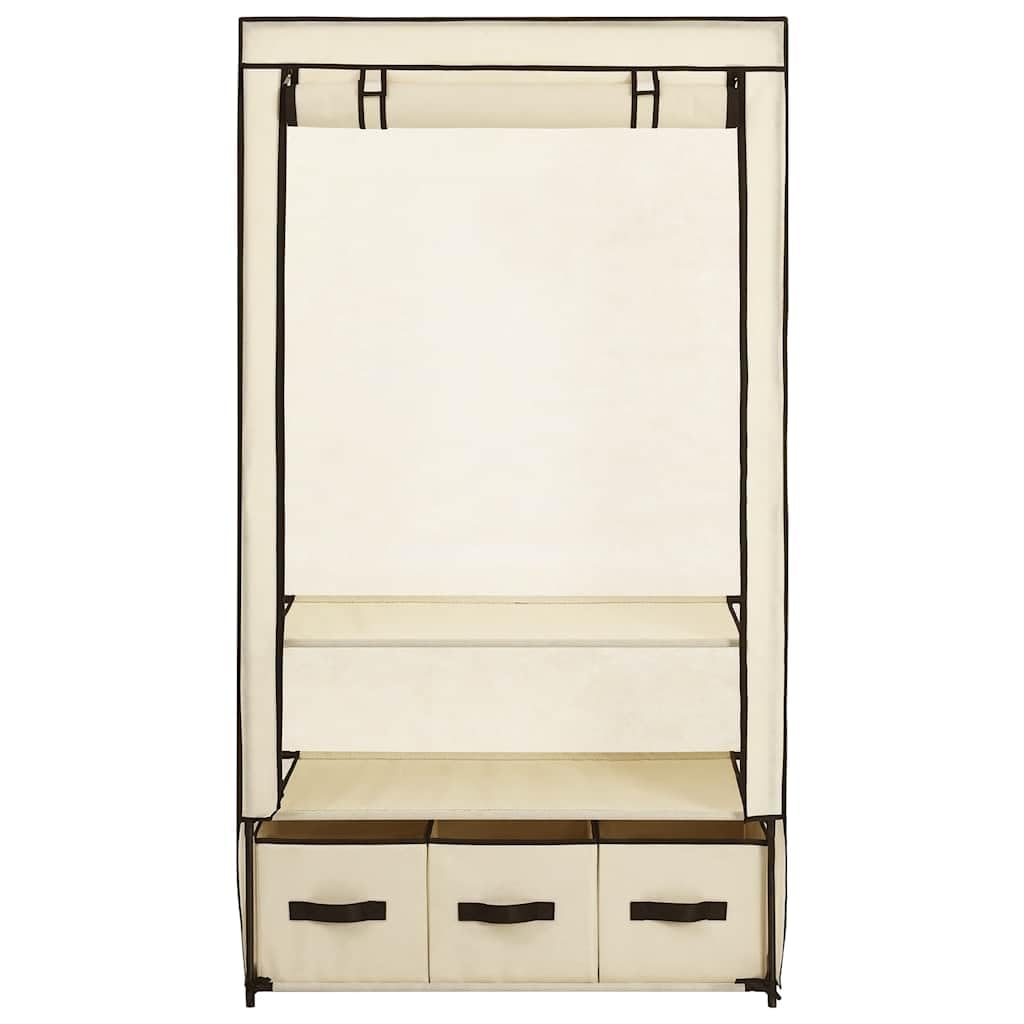 Tragbarer Kleiderschrank Creme 87 x 49 x 159 cm Stoff Kleiderbox mit Kleiderständer Faltbarer Schrank für Kleidung und Schuhe 4 Fächer Staubschutz Aufbewahrung