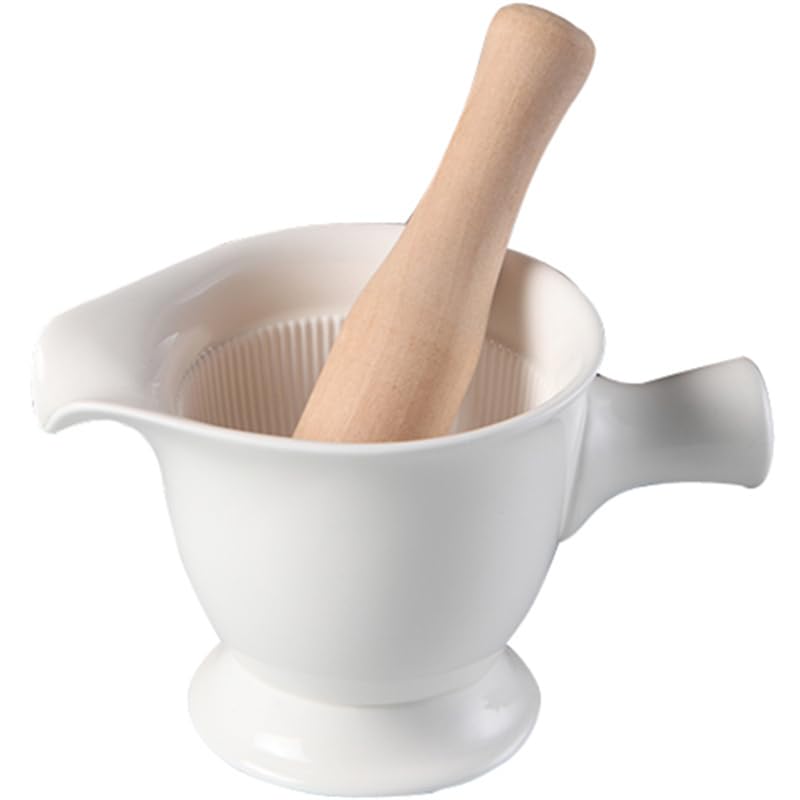 Porcelain Grinder, Ceramic Mortar and Pestle for Fruit and Vegetable Spice, Salad Food and