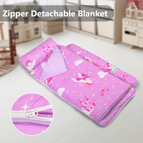 Image of Primlect Toddler Nap Mat Extra Large Thickened 55''x35'', Soft Sleeping Bag with Detachable Minky Blanket and Pillow, Portable for Daycare, Preschool, Kindergarten, Travel, Boys and Girls