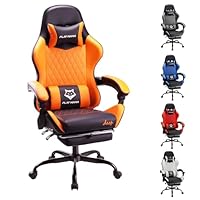 Play haha.Ergonomic reclining seat with footrest adjustable headrest and lumbar cushion high back support padded armrests PU leather finish for gaming home or office use