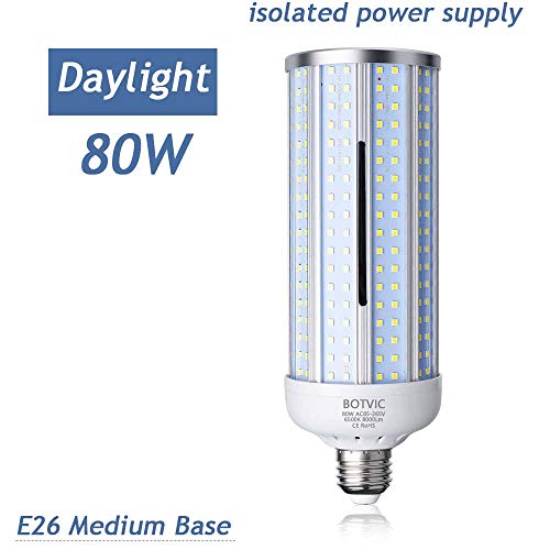 80W LED Corn Light Bulb E26/E27 Medium Base 8000-Lumen 6500K Daylight Cool White