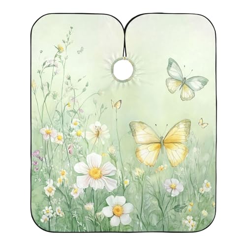 Capa profesional para corte de cabello Wildflowers and Butterflies, impermeable, con cierre de broche ajustable, para peluquería y barbería miniatura 2