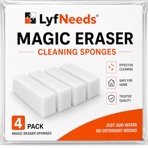 Image of Magic Eraser Sponge for Wall Cleaning, 4 Pcs - Multipurpose Use