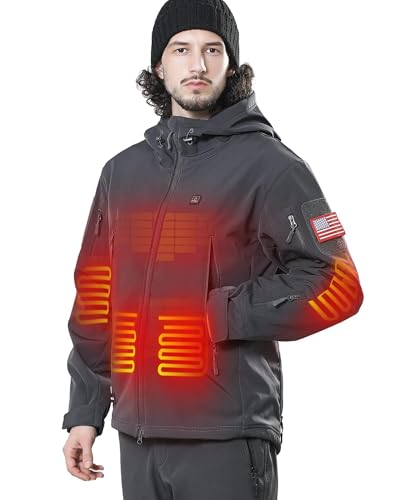 Image of DEWBU Heated Jacket for Men with 12V Battery Pack Winter Outdoor Soft Shell Electric Heating Coat