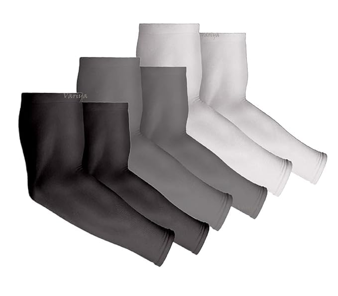Image of INNERSTYLE Cotton Full Arm Sleeves Men Women for Summer UV Tan Protection Hand Shocks for Boys Hand Cover Arm Sleeve for Bike Riding Cycling, Black White Grey, Pair of 3