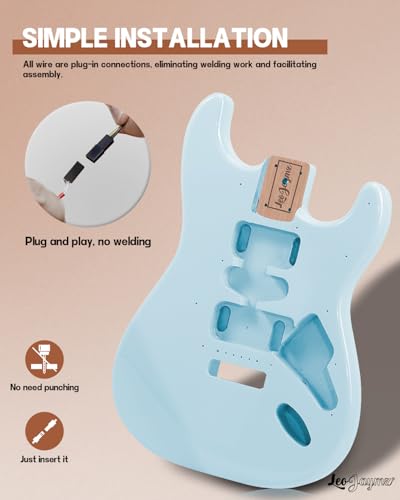 Image of Leo Jaymz DIY ST Style Electric Guitar Kits,Spray-painted Mahogany Body,Laurel Wood Fingerboard and Maple Neck, including all Components (ST-Sonic Blue)