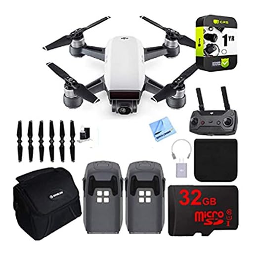 DJI Spark Intelligent Quadcopter Drone Essentials Bundle (Alpine White) Spare Battery, Cleaning Kit, 32GB High Speed Card, Custom Case and One Year Warranty Extension