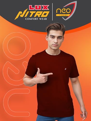 Image of Lux Nitro Cotton Round Neck T-Shirt for Men | Half Sleeve | Regular Fit | Comfortable Everyday Casual Wear