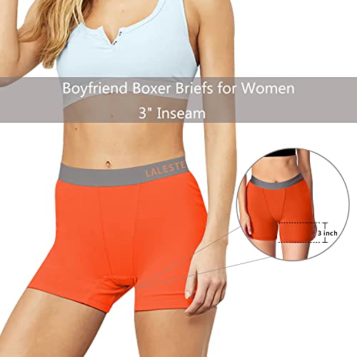 Image of LALESTE Women Cotton Boxer Briefs 3 inch Inseam Boy Shorts Underwear Anti Chafing Shorts 5 Pack