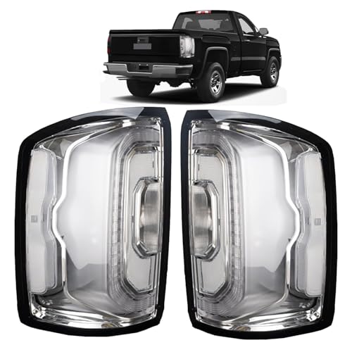 Rear Brake Tail Light Assembly Compatible with 2014-2018 GMC Sierra 1500# GM2800262 GM2801262 GM2800281 GM2801281 Driver Passenger Side Upgrade LED Taillights Rear Lamp with Bulb Chrome