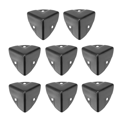 Image of uxcell 8PCS Metal Corner Protector 0.9 x 0.9 x 0.9 Inch Box Edge Guard Protector Zinc Alloy Cabinets Speaker Corners Protector for Furniture Decorative (Imprint Edge, Black)