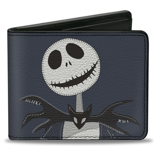 Buckle-Down Disney Wallet, Bifold, The Nightmare Before Christmas Jack and Zero Pose Blue, Vegan Leather