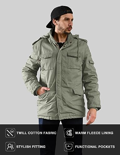 Image of WenVen Men's Winter Thickened Military Parka Jacket Warm Coat
