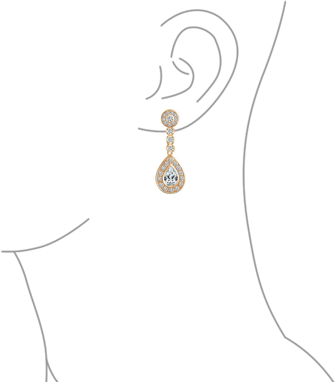 Statement Teardrop Cubic Zirconia AAA CZ Dangle Chandelier Screw Clip On Earrings For Women Silver Plated More Colors