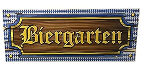 Oktoberfest Biergarten Sign 20 Inches Long Cardboard Party Decoration Set of 2