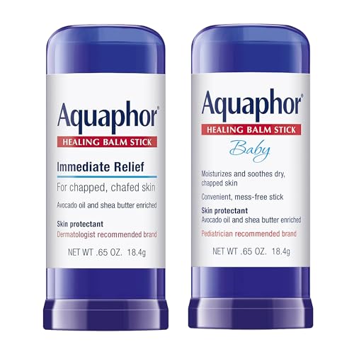 Image of Aquaphor Skin Care Set with Avocado Oil and Shea Butter, Healing Balm Stick (0.65 Oz) + Baby Healing Balm Stick (0.65 Oz), Hypoallergenic and Soothes Dry, Chapped Skin