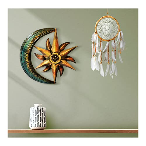 Metal Moon Wall Decor 12" - Flat Sun Decoration For Wall - Sun And Moon Wall Decor - Sun Wall Art - Sun Garden Decor - Sun Wall Decor - Outdoor Sun Wall Art - Metal Sun Wall Decor Outdoor - Sun Art #TOP5