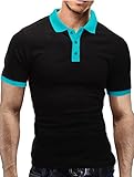 Original MERISH ✔ MERISH Hombre de Manga Corta Polo Efecto teñido Camisa Modell 1025 Negro/Turquesa M
