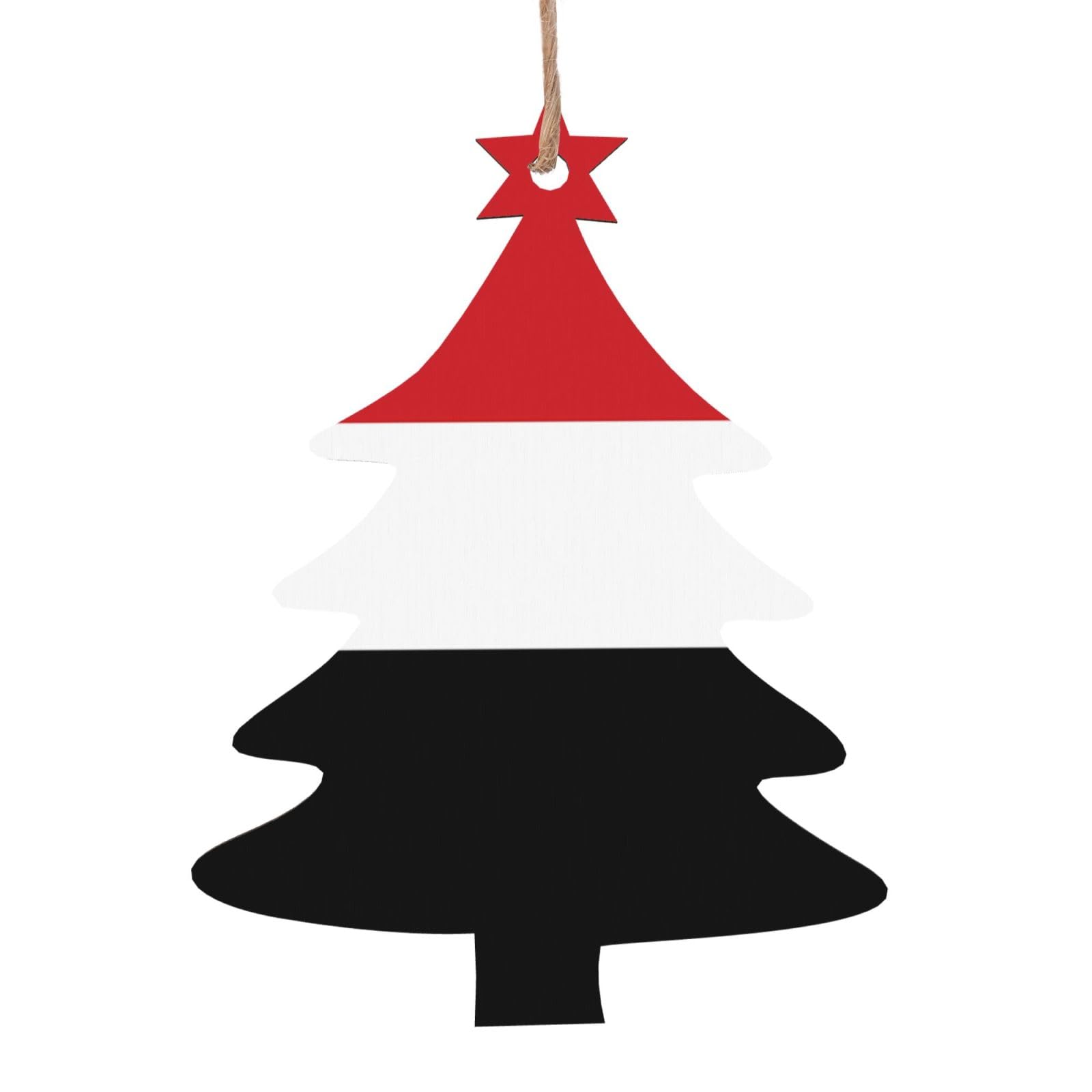 Yemeni Flag Printed Christmas Wooden Pendants, Simple and Environmentally Friendly, Holiday decorationsã€‚