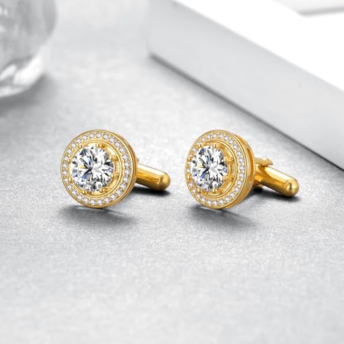 Moissanite Cufflinks for Men 925 Sterling Silver Cuff Links Mens Tuxedo Cuff Links Business Wedding Father's Day Jewelry Gifts for Men Father Husband2