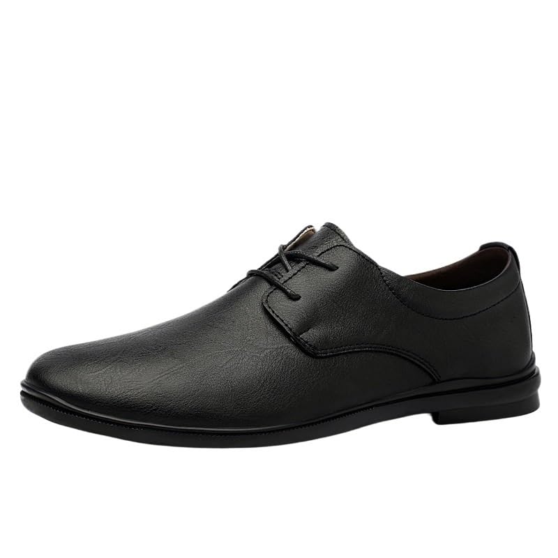 Mens Business Casual Low Top Slip Resistant Oxfords Italian Leather Lace Up Formal Shoes