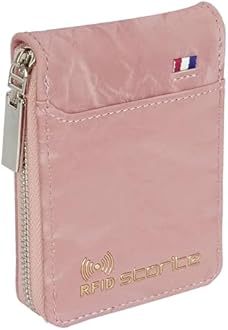 Storite RFID PU Leather 9 Slot Vertical Credit Debit Card Holder Money Wallet Zipper Coin Purse for Men Women (Pink - 11.5 x 2 x 8 Cm)