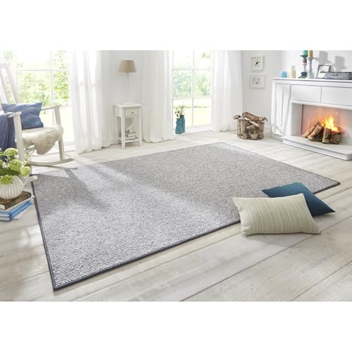 LIVUM Tapis Salon, Chambre, Tapis Bouclé Tufté, Style Laine à Poils Bouclés, Unicolore et Sobre (Gris, 140x200cm)