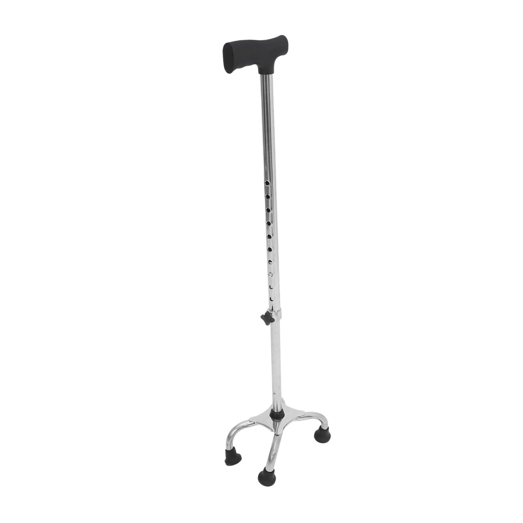 Hohopeti Verstellbarer Edelstahl Gehstock mit Flacher Vierfuß Basis rutschfest für Senioren und Gehbehinderte Ergonomisch Stabil für Innen Außenbereiche