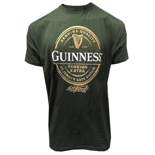 Guinness Foreign Extra Stout T-Shirt Classic Green Beer Tee (UK Alpha XL Regular Regular Bottle Green)