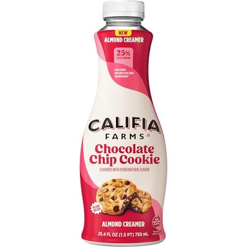 Califia Farms – Chocolate Chip Cookie Almond Milk Coffee Creamer, 25.4 Oz, Dairy Free, Plant Based, Vegan, Gluten Free, Non GMO, Almond Creamer, Almondmilk