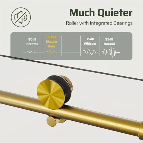 Image of 46-48 inch W x 76 inch H Frameless Sliding Shower Door, Bathroom Soft-Close Shower Glass Doors with 5 /16 inch (8mm) SGCC Tempered Glass and Stainless Steel Hardware, Reversible Installation, Brushed Gold