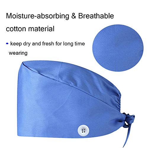 CHUANGLI 3Pcs Gourd-Shaped Working Caps with Upgrade Sweatband Adjustable Bouffant Hats Headwear - Women/Men (A02# Black Navy Blue)