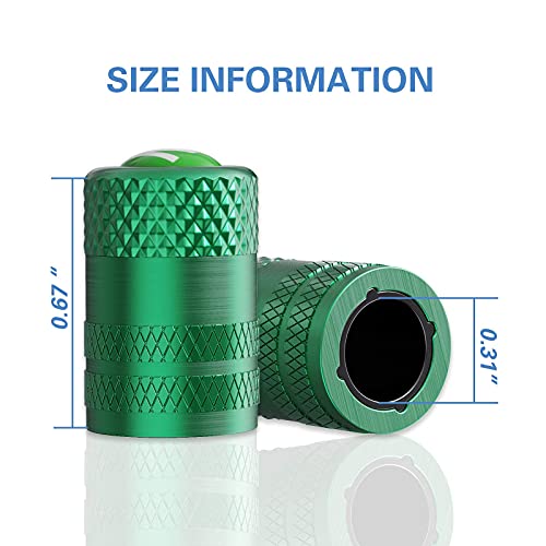 Image of CKAuto Tire Valve Stem Caps, Anodized Aluminum Tire Valve Cap Set | Corrosion Resistant, Universal Stem Covers for Cars Trucks Motorcycles SUVs and Bikes (Green-N2)