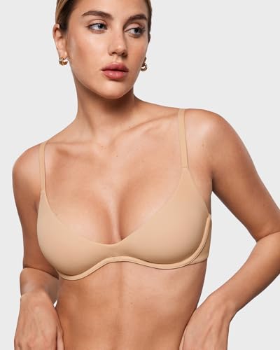 Image of INLYRIC Women's Inbarely Plus Plunge Bra - Unlined Underwire Sexy Demi Balconette Bras