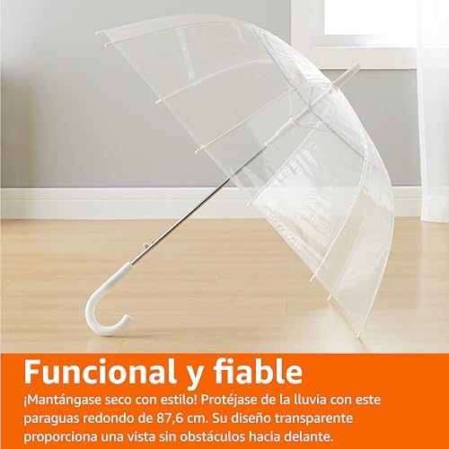 Amazon Basics Octogonal Paraguas cúpula Transparente, 87,6 cm