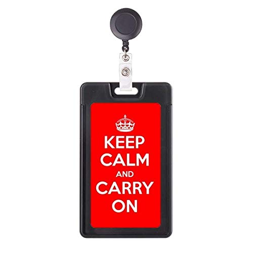 Étui rétractable Keep Calm rouge : porte-badge enrouleur pour carte d'accès
