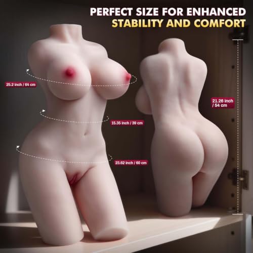 Image of 19LB Full Size Sex Doll Male Masturbator, Realistic Female Sex Dolls Torso for Men with Soft Boobs & Pocket Pussy Ass, 2 Extended Channels Tight Vagina & Anal Adult Toys for Men Pleasure