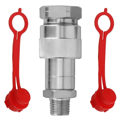 Image of 3 /8 inch NPT 10000 PSI Hydraulic Quick Coupler Set | Heavy-Duty Carbon Steel Quick Disconnect Couplings for Enerpac C-604, Parker 3000 Series | Includes Male & Female Plugs with Dust Caps