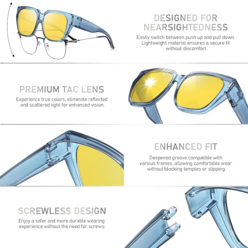 Image of HAOLOTA Night Vision Driving Glasses Fit Over Glasses