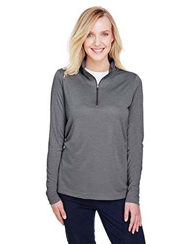 Team 365 Ladies' Zone Sonic Heather Performance Quarter-Zip L DK GREY HEATHER