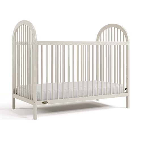 Image of Graco Olivia 3-in-1 Convertible Crib - GREENGUARD Gold Certified, 100% Solid Wood, Fits Standard Baby Crib Mattress, Converts to Toddler Bed and Daybed, 4 Adjustable Mattress Heights (Frosted Oat)