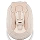 MoMi Babywippe PEARL für Babys bis 9 kg, 360° drehbarer Sitz, LED-Panel, Bluetooth, Fernbedienung, Batterie- oder Netzbetrieb, Netzteil mit USB-Kabel, 5-Punkt-Sicherheitsgurt, Bügel und Spielzeug