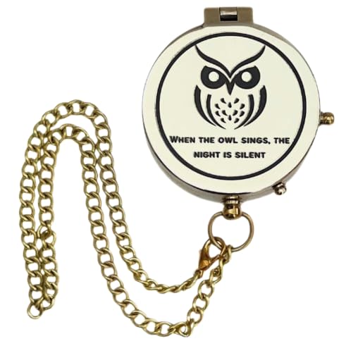 Brújula de bolsillo grabada diseño búho con frase miniatura 1