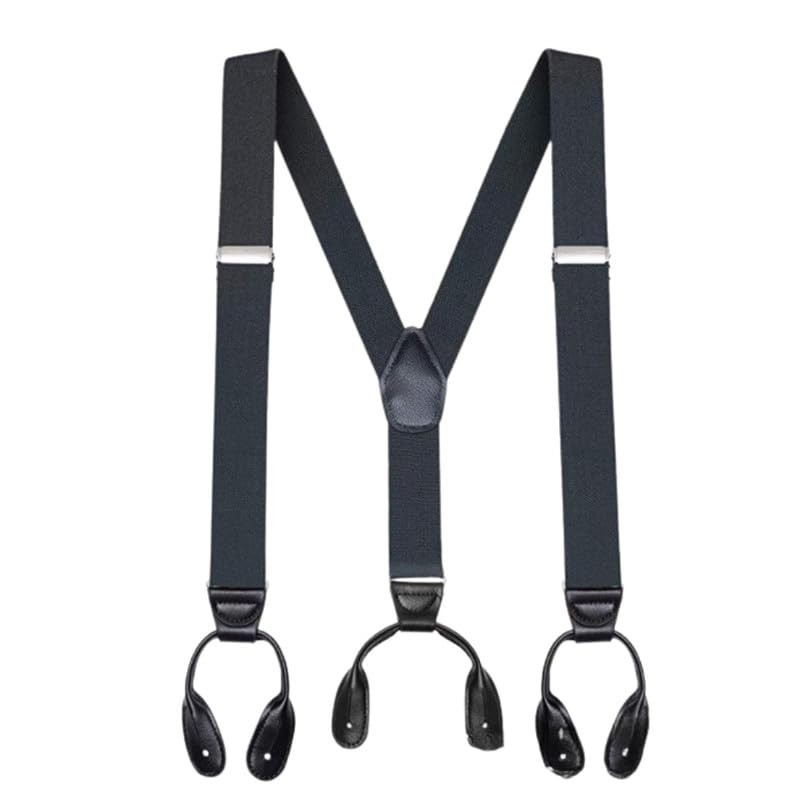 ftk Men's 6 Clip Button Suspenders Adjustable Elastic Braces for Trousers and Pants-picture-32
