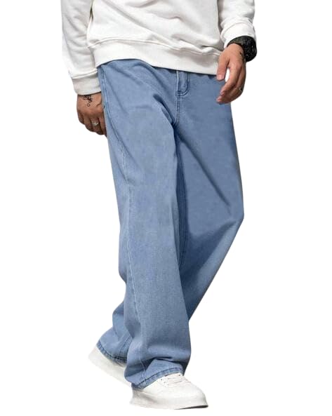 Buy Lzard Men's Denim Cotton Oversized Loose Baggy Fit Jeans Pants