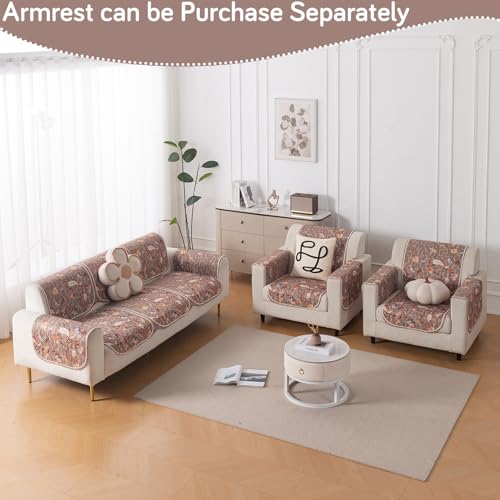 Image of HOKIPO HeavenHue Sofa Cover 5 Seater Panel Set 3+1+1, Vintage Bloom
