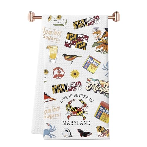 WCGXKO Maryland Crab Dish Towel, Life is Better in Maryland Kitchen Towel