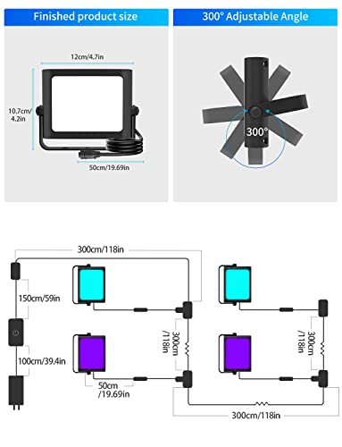 Appeck Rgbw Flood Lights Outdoor, Smart Pathway Lights With App Control, Color Changing Landscape, Music Sync, Timing, Ip67 Waterproof Uplighting For Garden, Yard, Patio, Alexa, 4 Pack #TOP5
