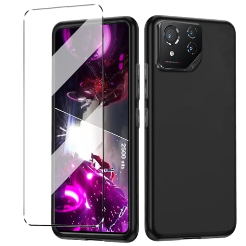 1Pcs Cover e 1Pcs Vetrino Compatible con ASUS ROG Phone 8 antiurto Custodia piu Vetro temperato con protezione ASUS ROG 8 Pellicola protettiva nero