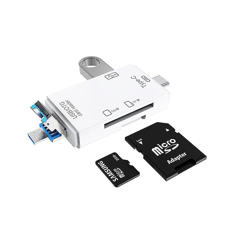 6 in 1 with OTG, SD Card Reader, USB Type C, USB 3.0 and Micro USB for Memory Card, Compatible with TF, SD, Micro SD, SDHC, SDXC, MMC, RS-MMC White-image-30